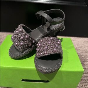 New Gray Pearl Embellished Sam Edelman Girls Sandal